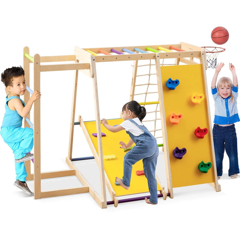 Kids Indoor Playground 6-in-1 Jungle Gym for 3-14 Years Olds by DirectDeals