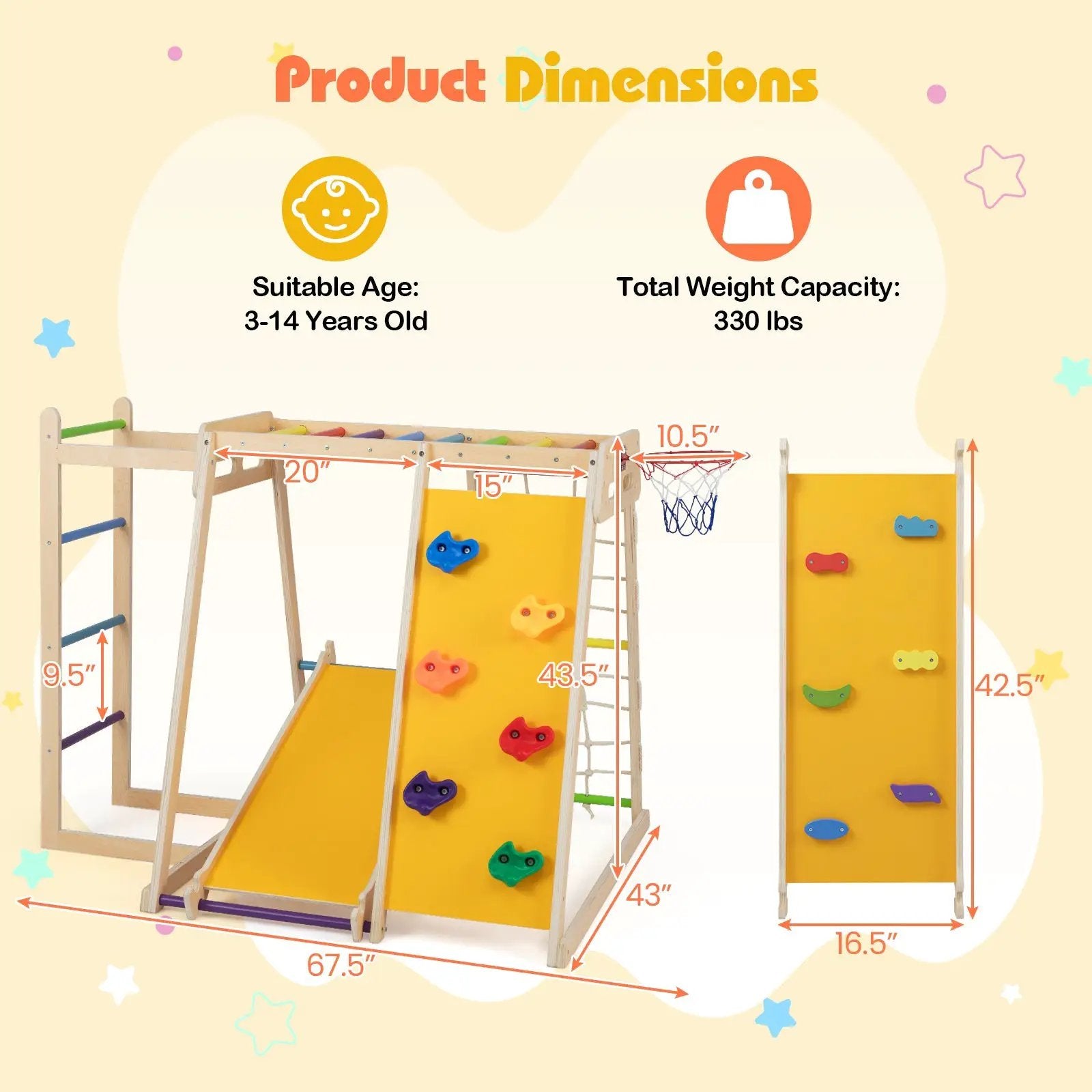 Kids Indoor Playground 6-in-1 Jungle Gym for 3-14 Years Olds by DirectDeals