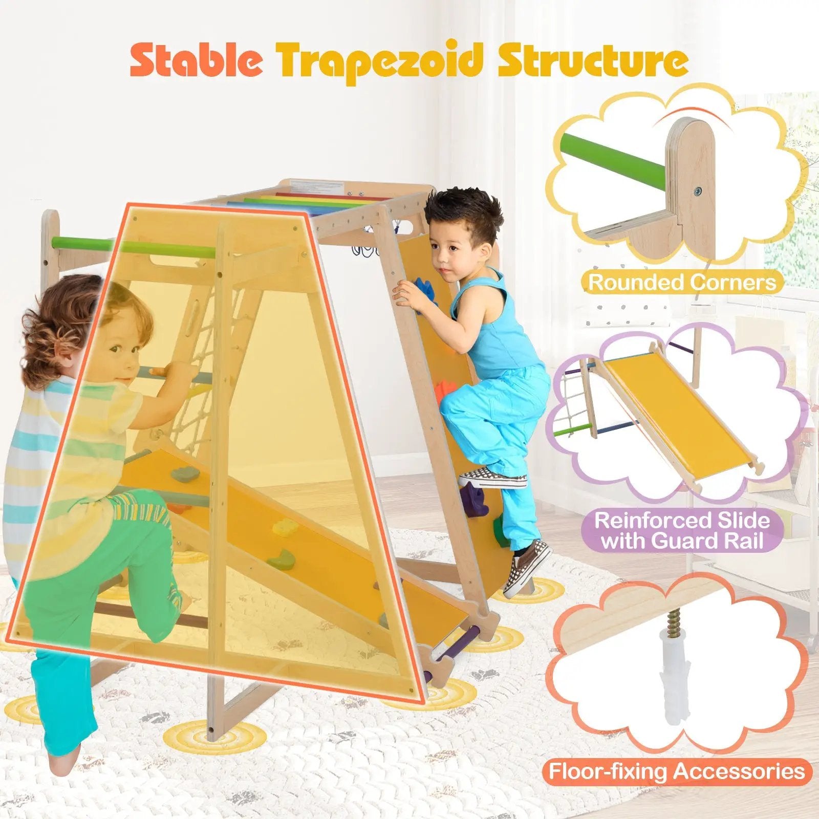 Kids Indoor Playground 6-in-1 Jungle Gym for 3-14 Years Olds by DirectDeals