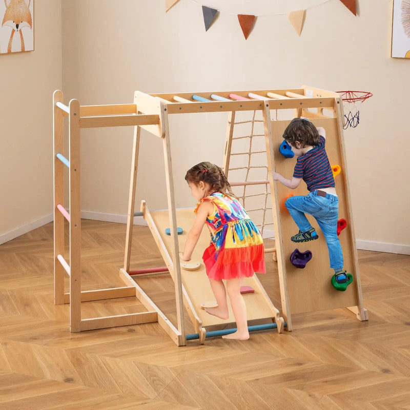 Kids Indoor Playground 6-in-1 Jungle Gym for 3-14 Years Olds by DirectDeals