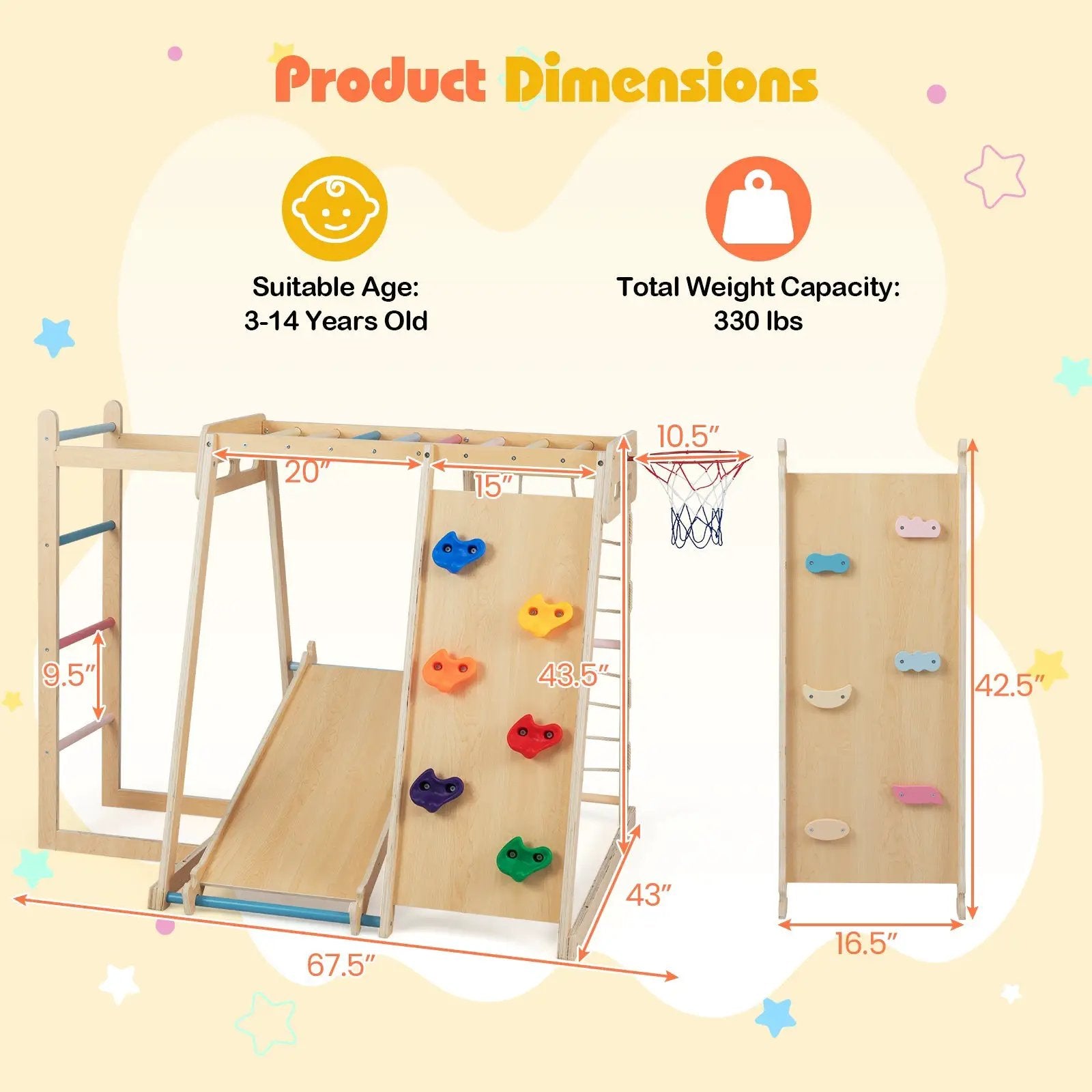 Kids Indoor Playground 6-in-1 Jungle Gym for 3-14 Years Olds by DirectDeals