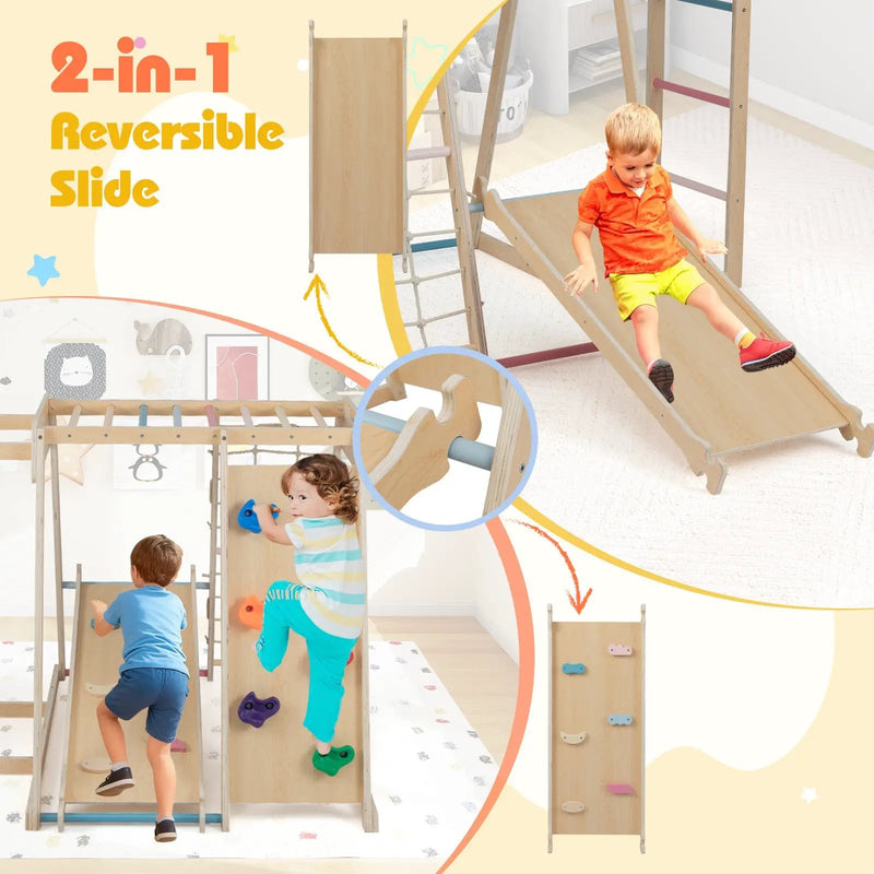 Kids Indoor Playground 6-in-1 Jungle Gym for 3-14 Years Olds by DirectDeals