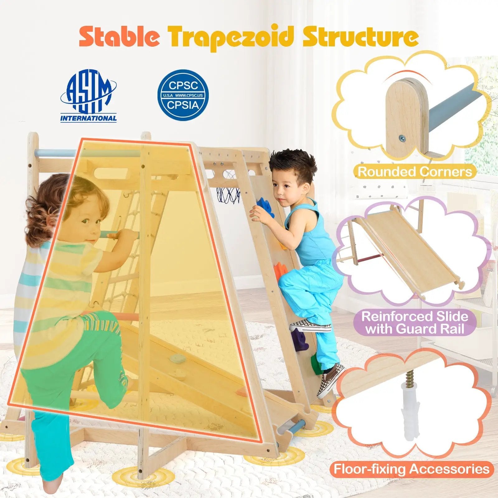 Kids Indoor Playground 6-in-1 Jungle Gym for 3-14 Years Olds by DirectDeals