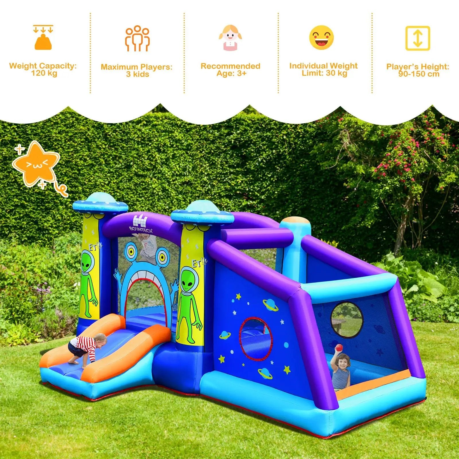 Kids Inflatable Bounce House Aliens Jumping Castle Without Blower by DirectDeals