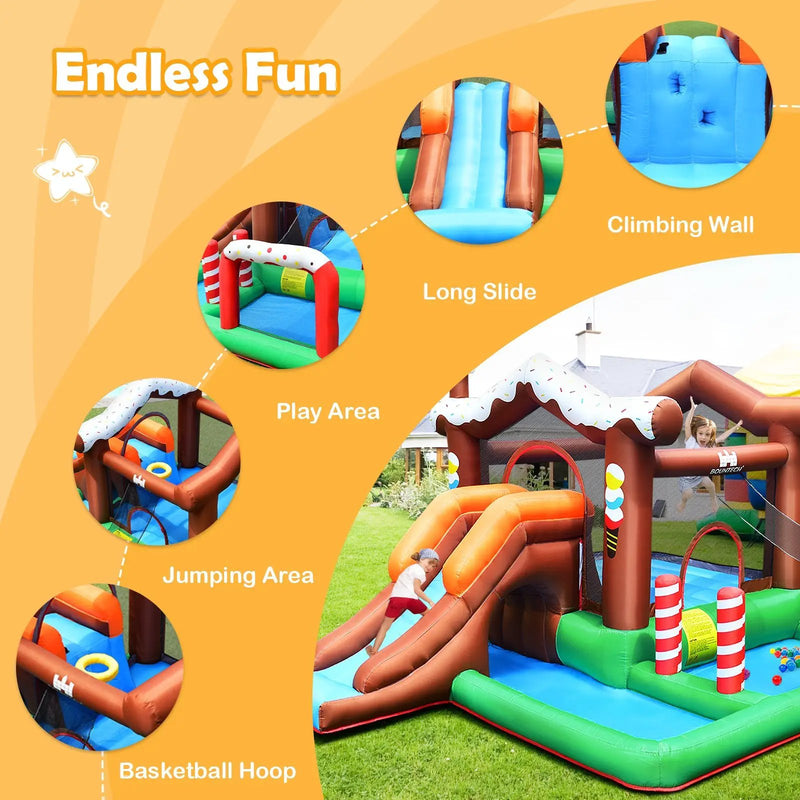 Kids Inflatable Bounce House Jumping Castle Slide Climber Bouncer with 550W Blower by DirectDeals