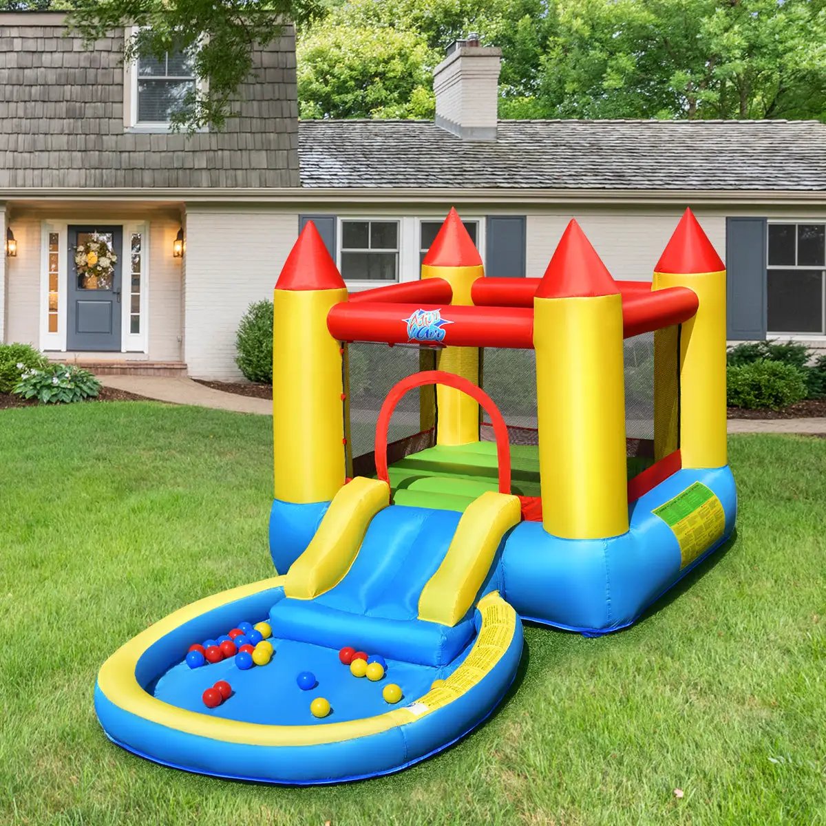 Inflatable Kids Slide Bounce House with 550w Blower by DirectDeals