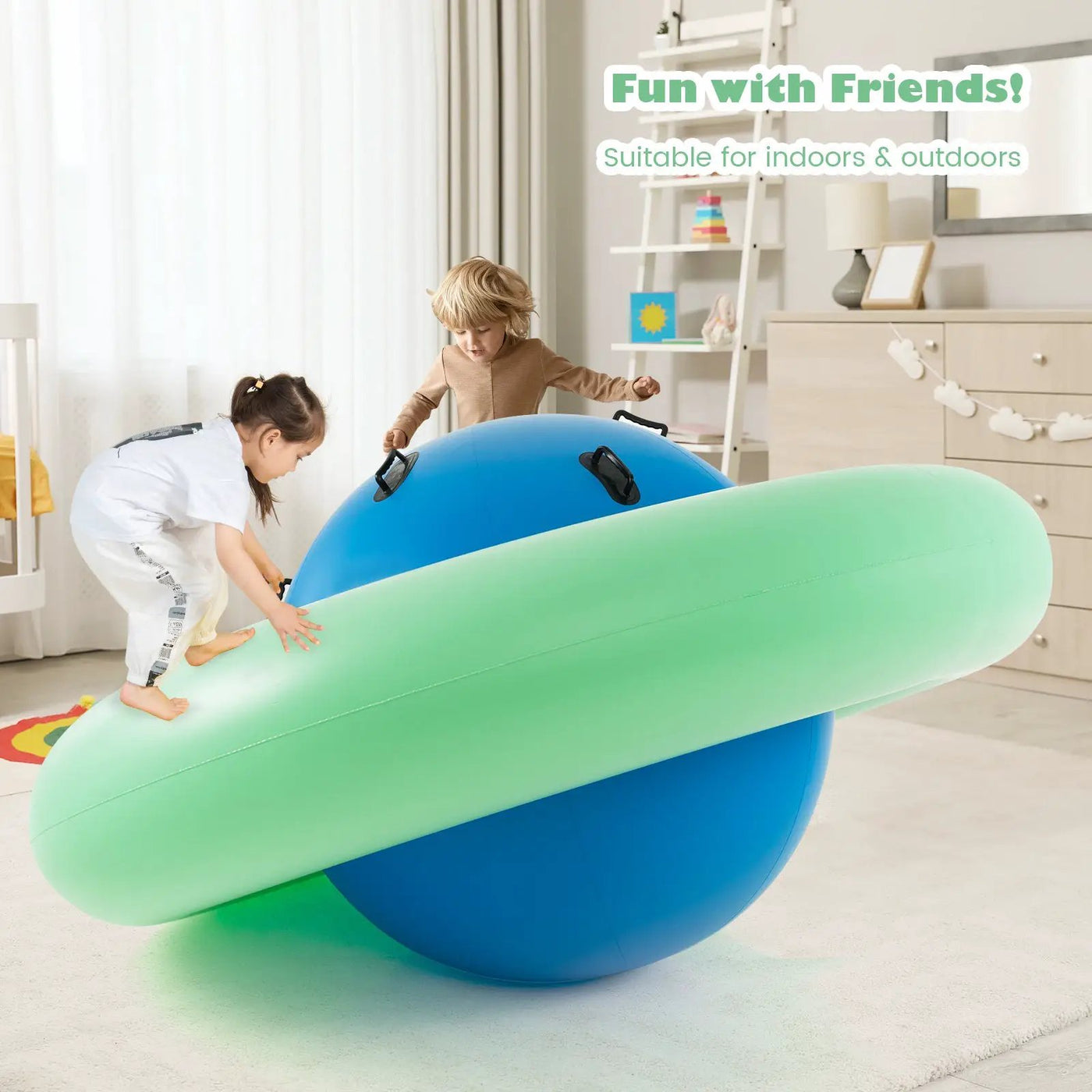 7.5 Foot Giant Inflatable Dome Rocker Bouncer with 6 Built-in Handles for Kids-Green by DirectDeals