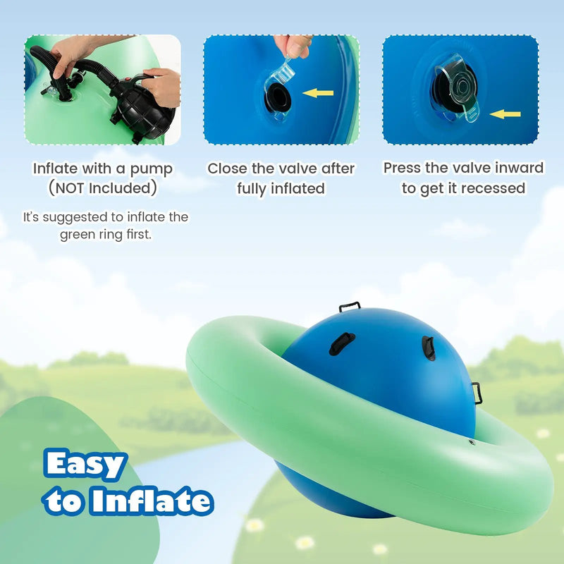7.5 Foot Giant Inflatable Dome Rocker Bouncer with 6 Built-in Handles for Kids-Green by DirectDeals