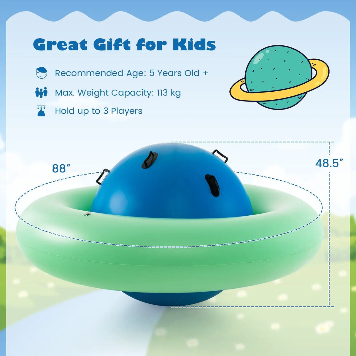 7.5 Foot Giant Inflatable Dome Rocker Bouncer with 6 Built-in Handles for Kids-Green by DirectDeals