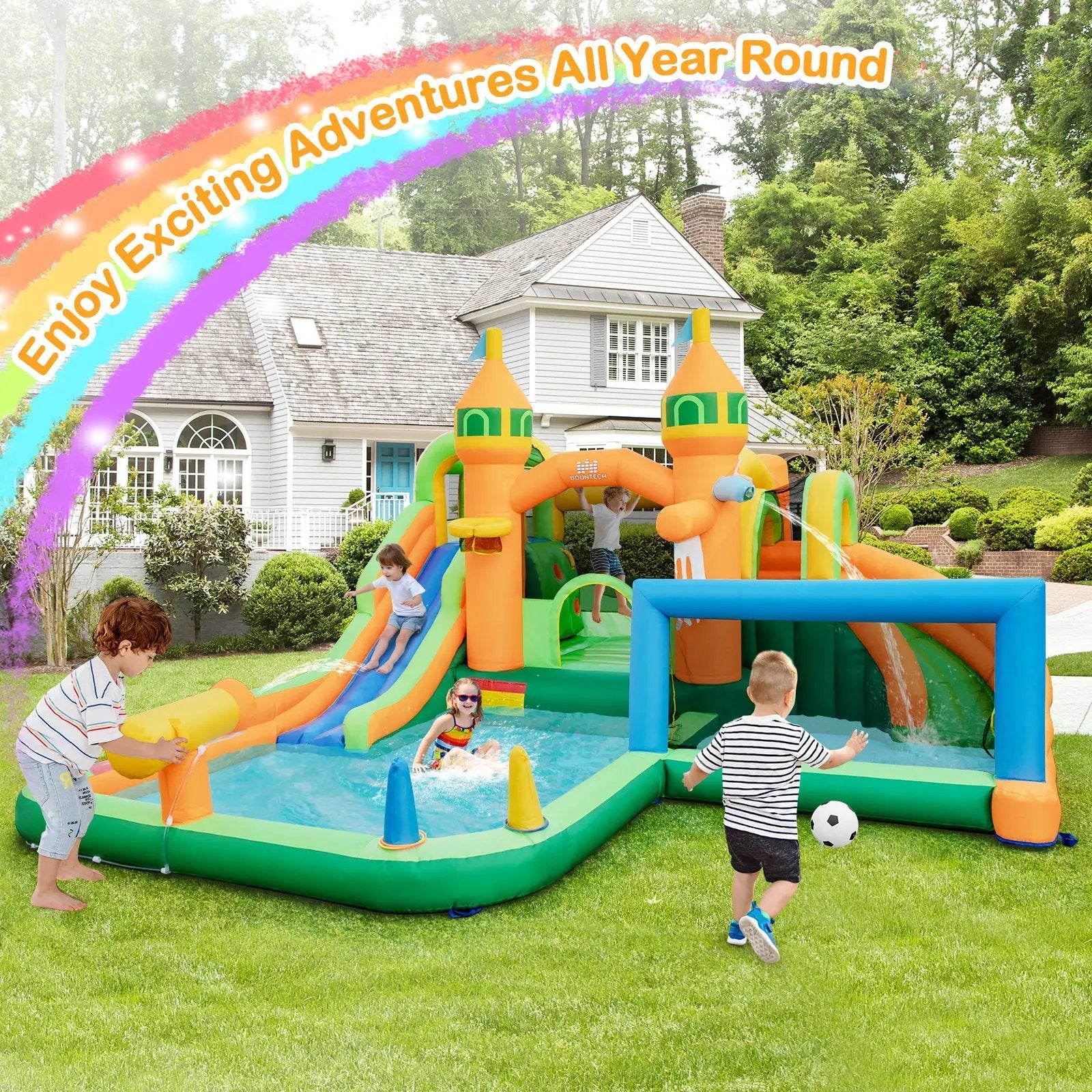 Kids Inflatable Water Slide for Yard Lawn with 735W Blower by DirectDeals