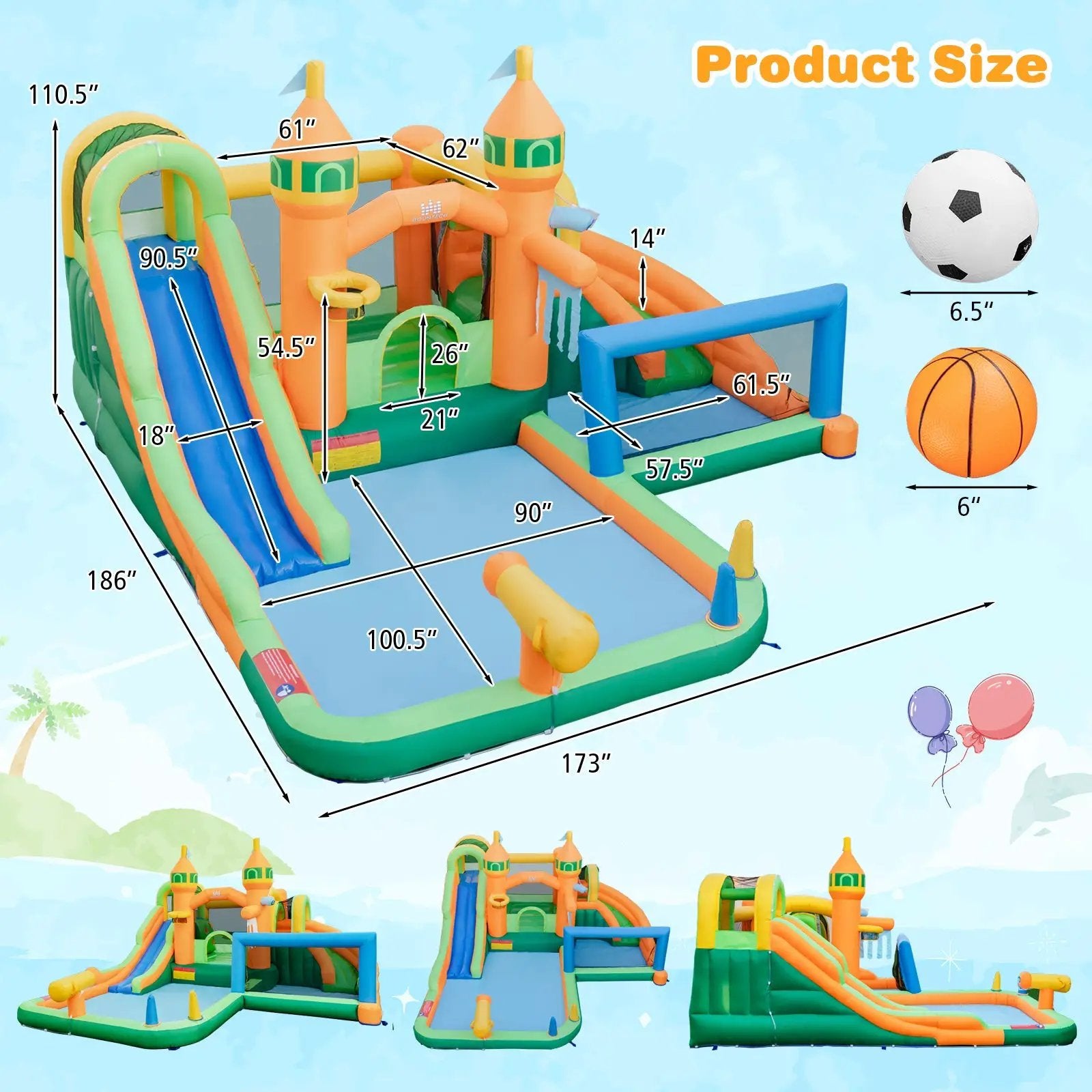 Kids Inflatable Water Slide for Yard Lawn with 735W Blower by DirectDeals