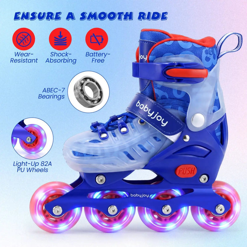 Kids Inline Skates with Light Up Wheels for Beginners Ages 9-14 by DirectDeals