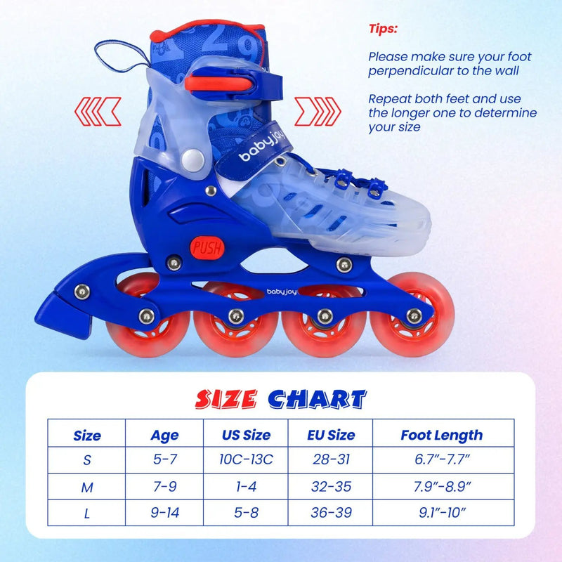 Kids Inline Skates with Light Up Wheels for Beginners Ages 9-14 by DirectDeals