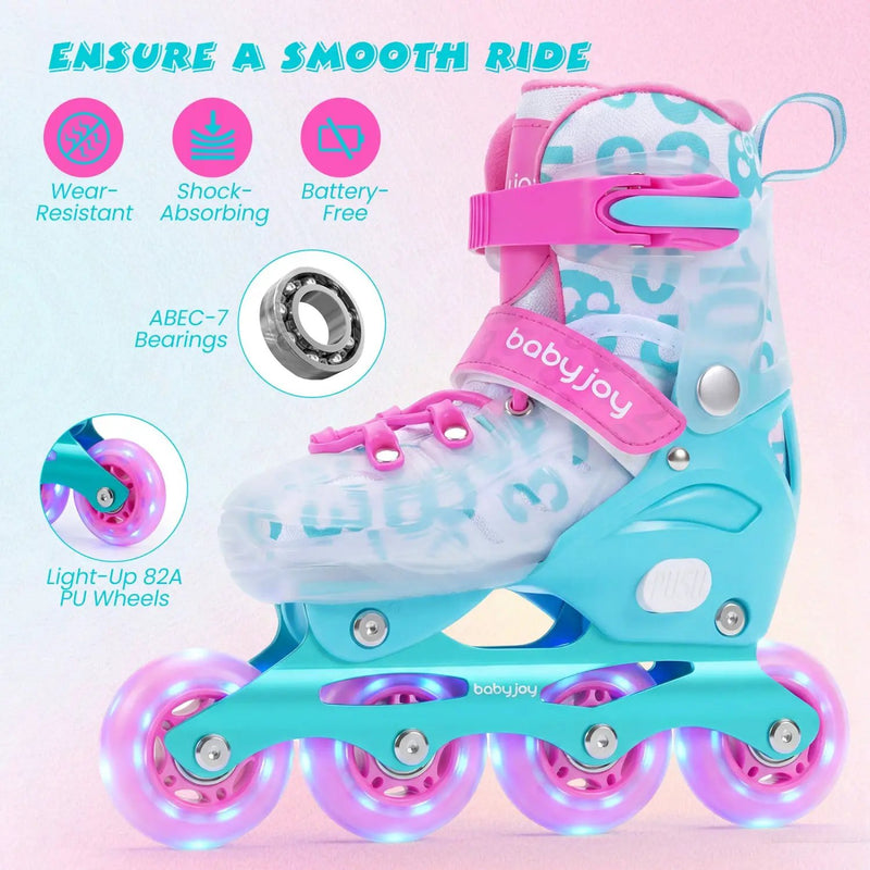 Kids Inline Skates with Light Up Wheels for Beginners Ages 9-14 by DirectDeals