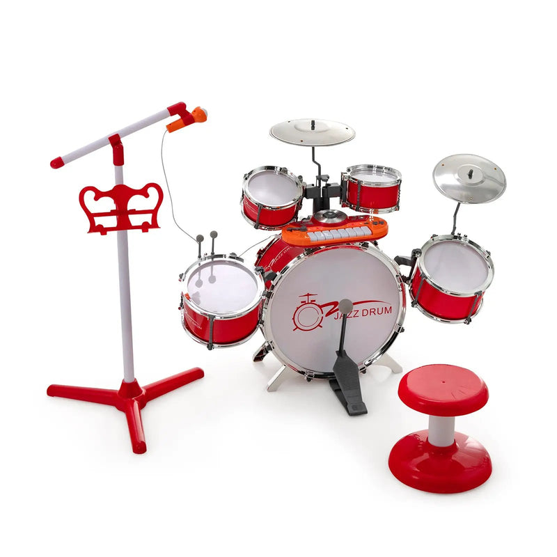 Kids Jazz Drum Keyboard Set with Stool and Microphone Stand by DirectDeals