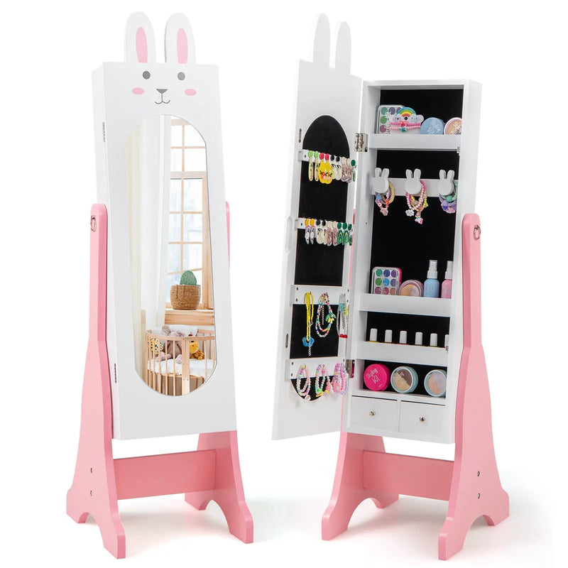 Kids Jewelry Armoire Cabinet with 2 Tilt Angles and Large Capacity by DirectDeals