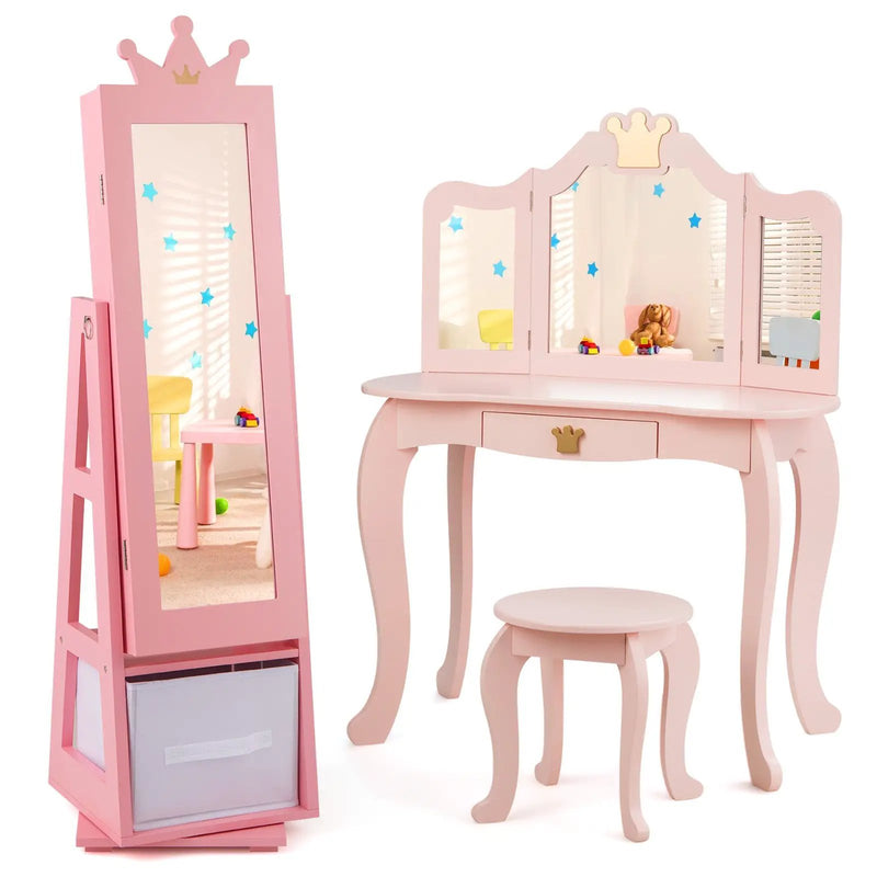 Kids Jewelry Armoire Cabinet with Large Storage Capacity and Swivel Base by DirectDeals