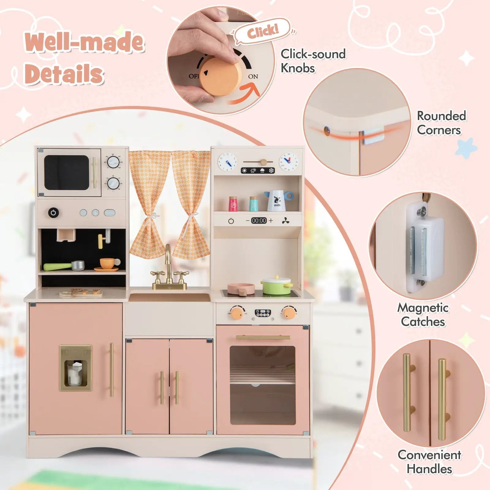 Kids Kitchen Playset with Microwave and Coffee Maker for Ages 3+ by DirectDeals