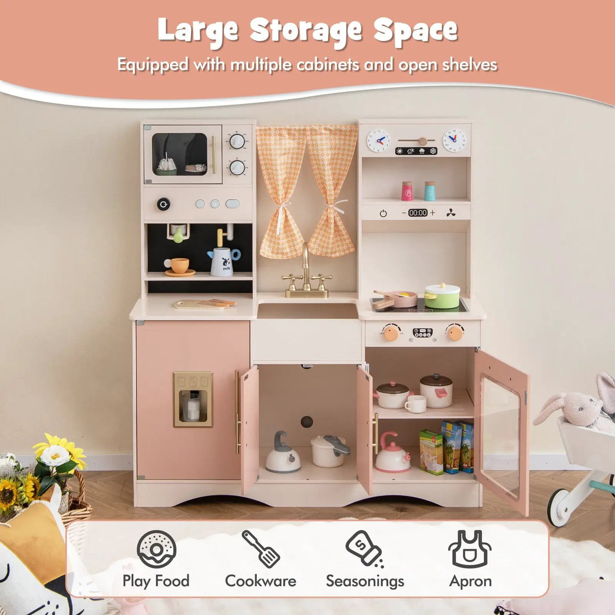 Kids Kitchen Playset with Microwave and Coffee Maker for Ages 3+ by DirectDeals