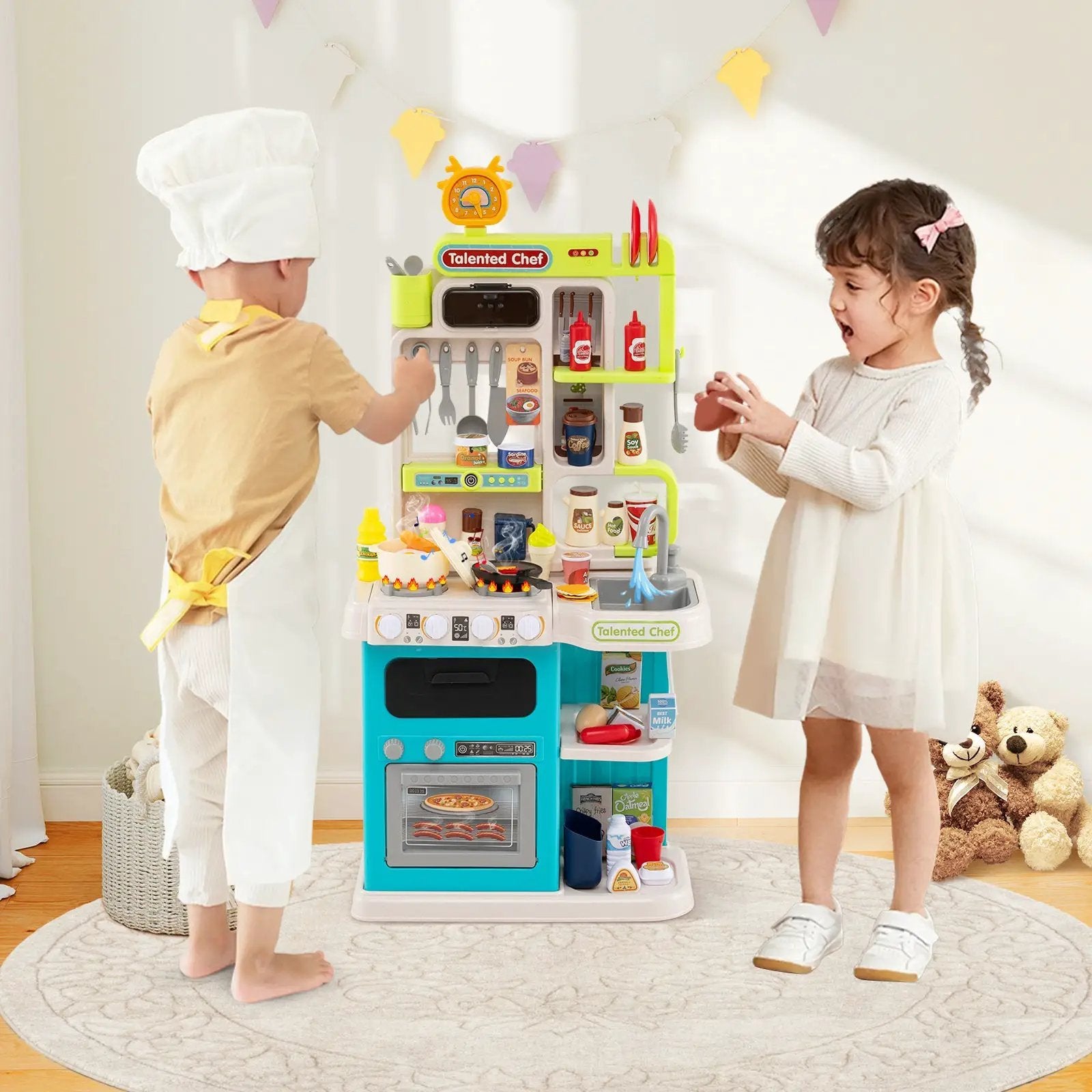 Kids Kitchen Playset Pretend Play Kitchen with Realistic Sounds and Lights by DirectDeals