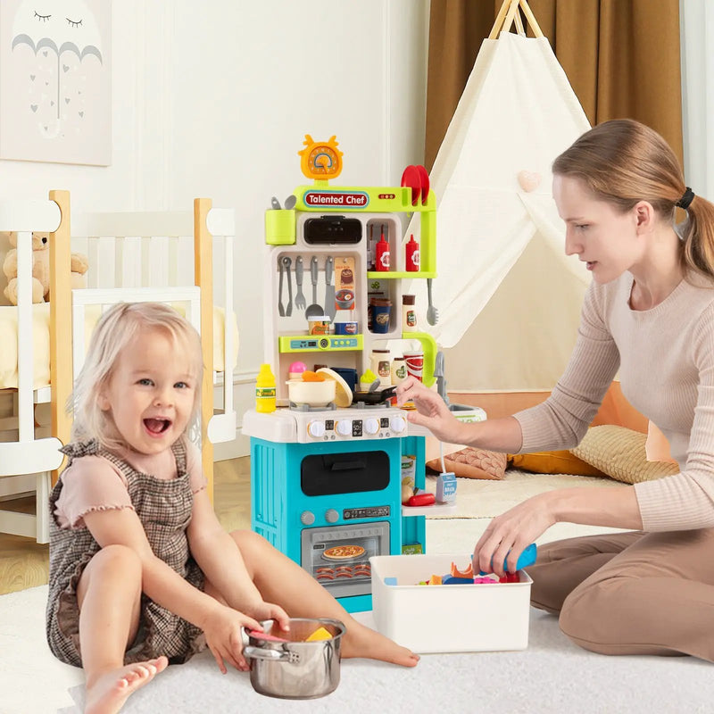 Kids Kitchen Playset Pretend Play Kitchen with Realistic Sounds and Lights by DirectDeals