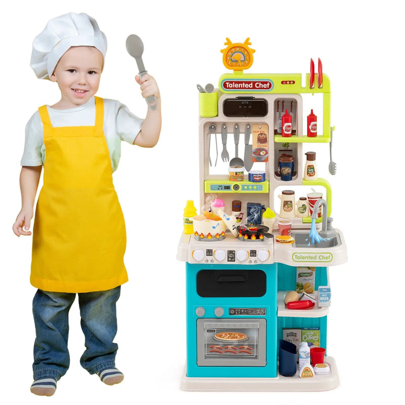Kids Kitchen Playset Pretend Play Kitchen with Realistic Sounds and Lights by DirectDeals
