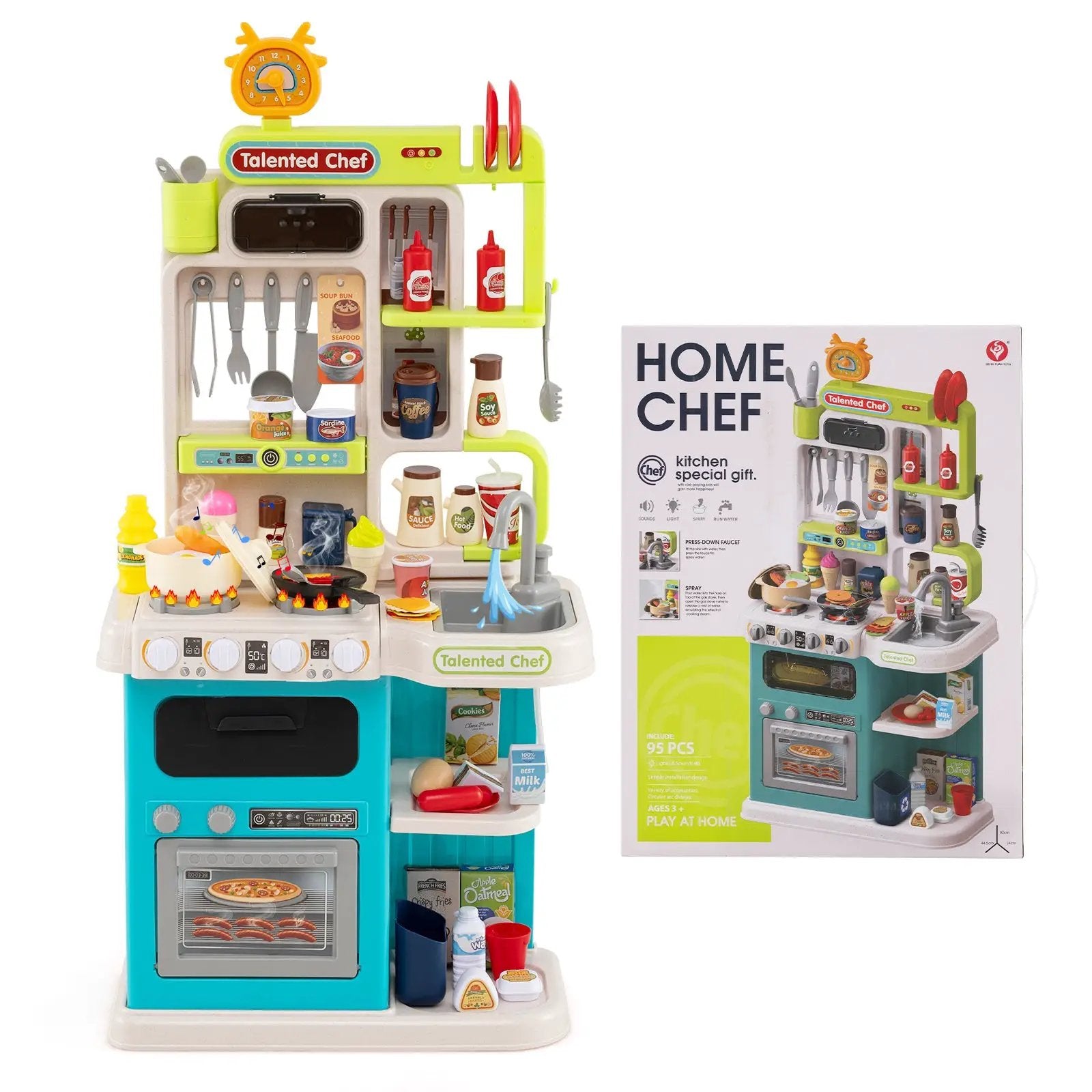 Kids Kitchen Playset Pretend Play Kitchen with Realistic Sounds and Lights by DirectDeals