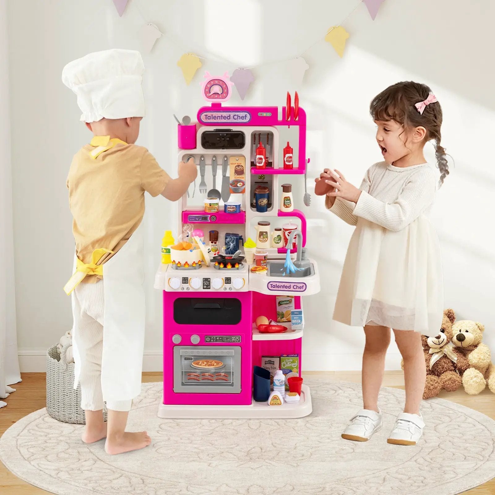 Kids Kitchen Playset Pretend Play Kitchen with Realistic Sounds and Lights by DirectDeals