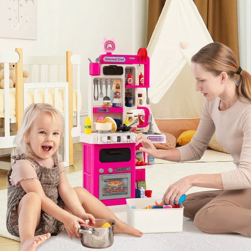Kids Kitchen Playset Pretend Play Kitchen with Realistic Sounds and Lights by DirectDeals