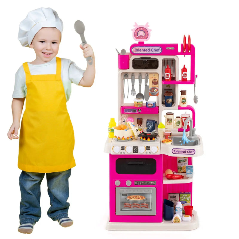Kids Kitchen Playset Pretend Play Kitchen with Realistic Sounds and Lights by DirectDeals
