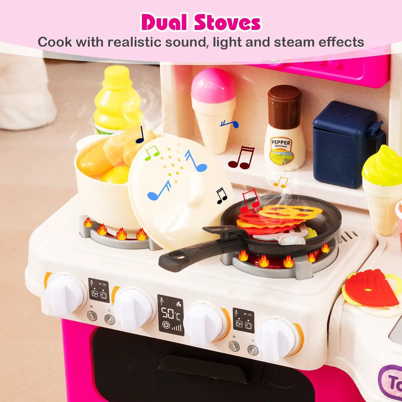 Kids Kitchen Playset Pretend Play Kitchen with Realistic Sounds and Lights by DirectDeals
