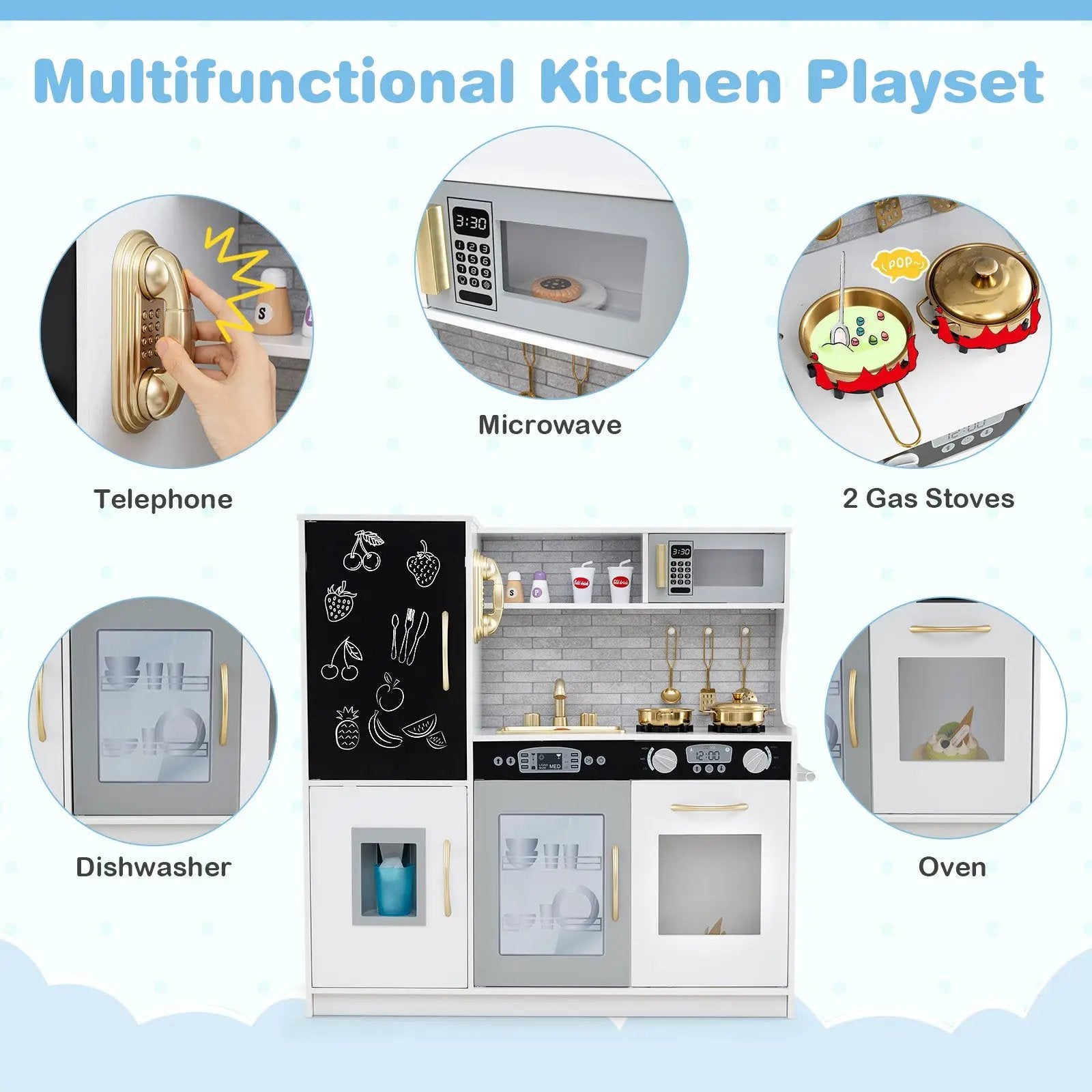 Toddler Pretend Play Kitchen for Boys and Girls 3-6 Years Old by DirectDeals