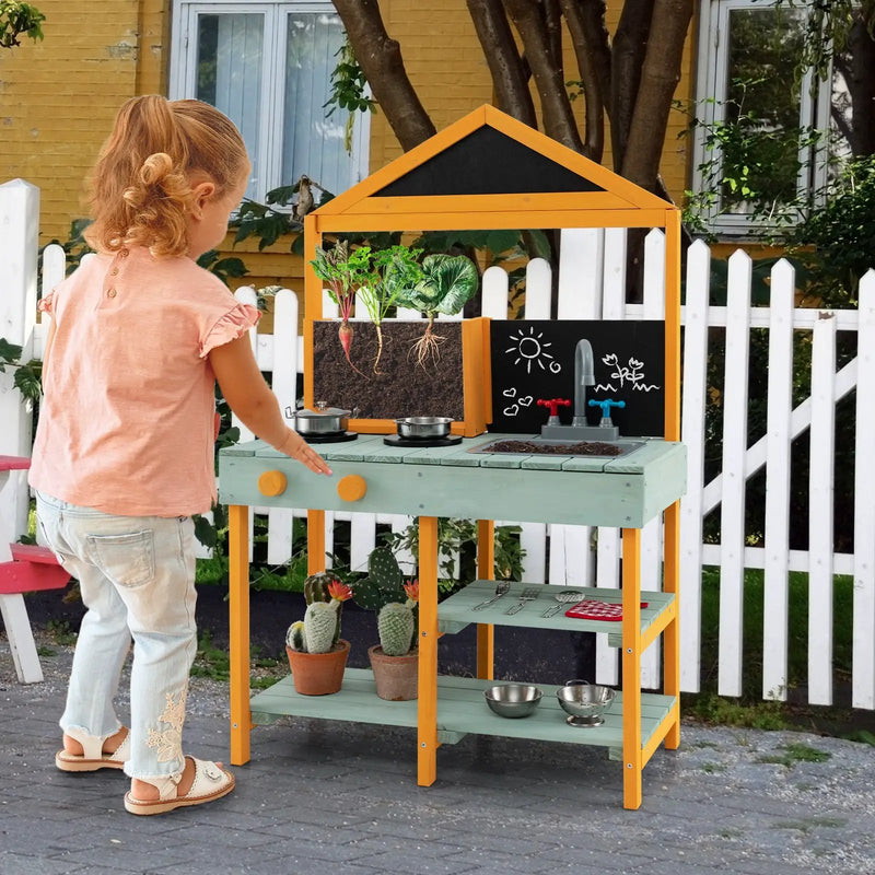 Kids Kitchen Playset with Root Viewer Planter and Rotatable Faucet by DirectDeals