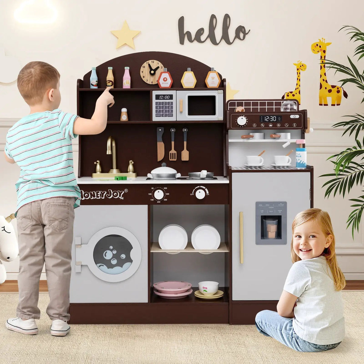 Kids Kitchen Set Wooden with Coffee Makers and Accessories by DirectDeals