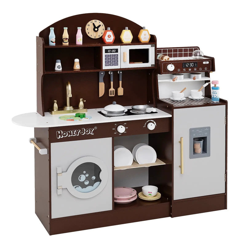 Kids Kitchen Set Wooden with Coffee Makers and Accessories by DirectDeals