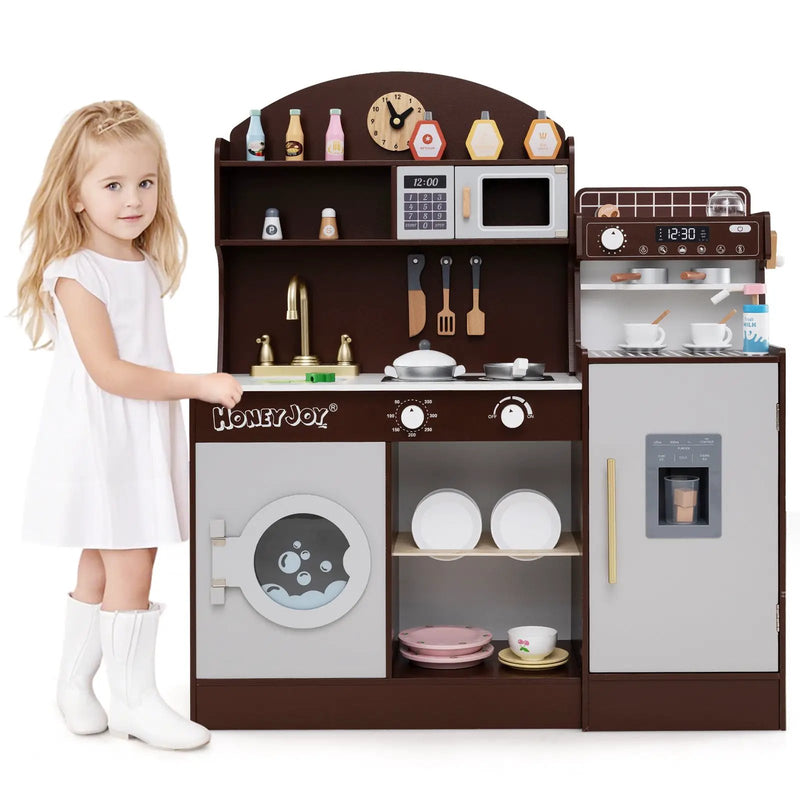 Kids Kitchen Set Wooden with Coffee Makers and Accessories by DirectDeals