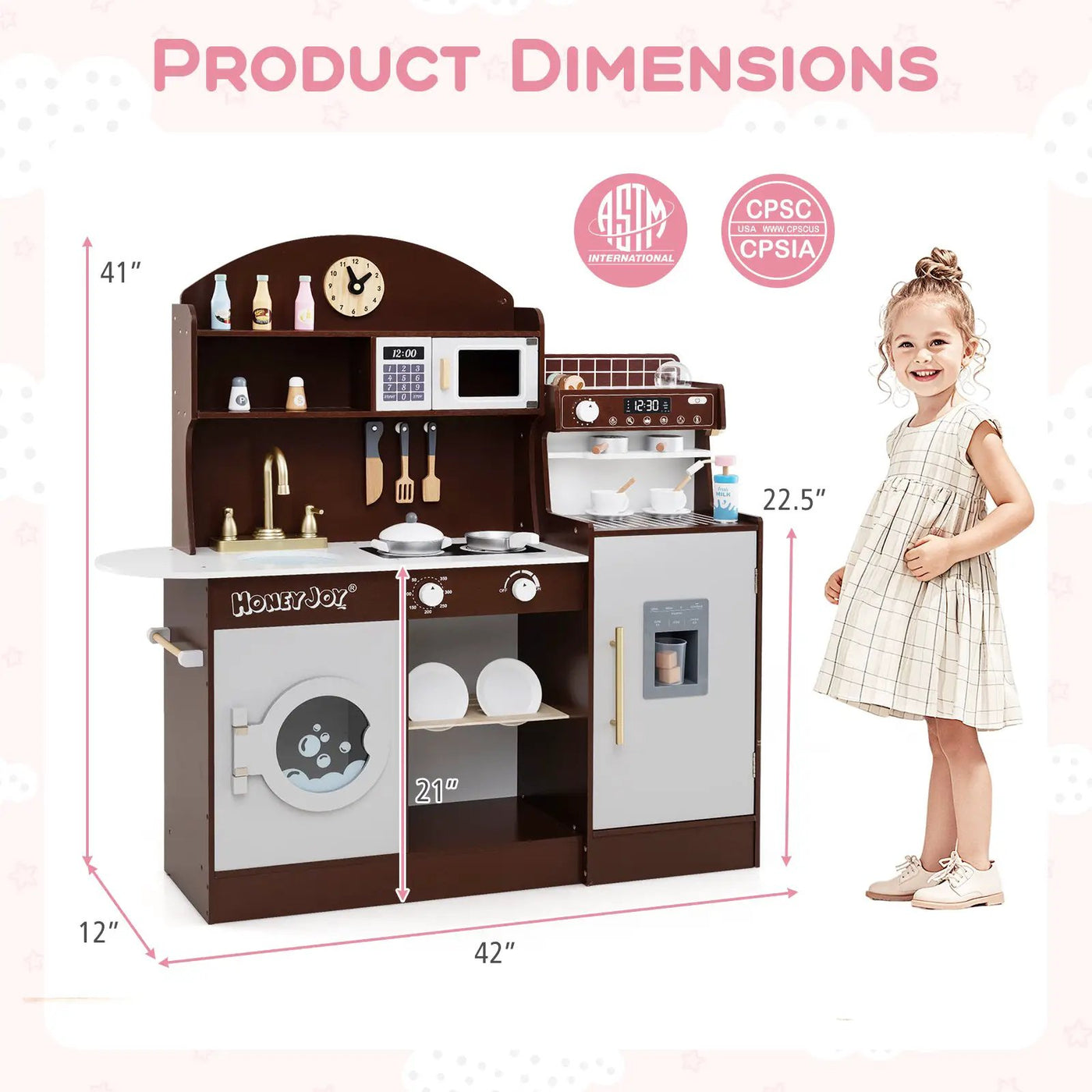 Kids Kitchen Set Wooden with Coffee Makers and Accessories by DirectDeals