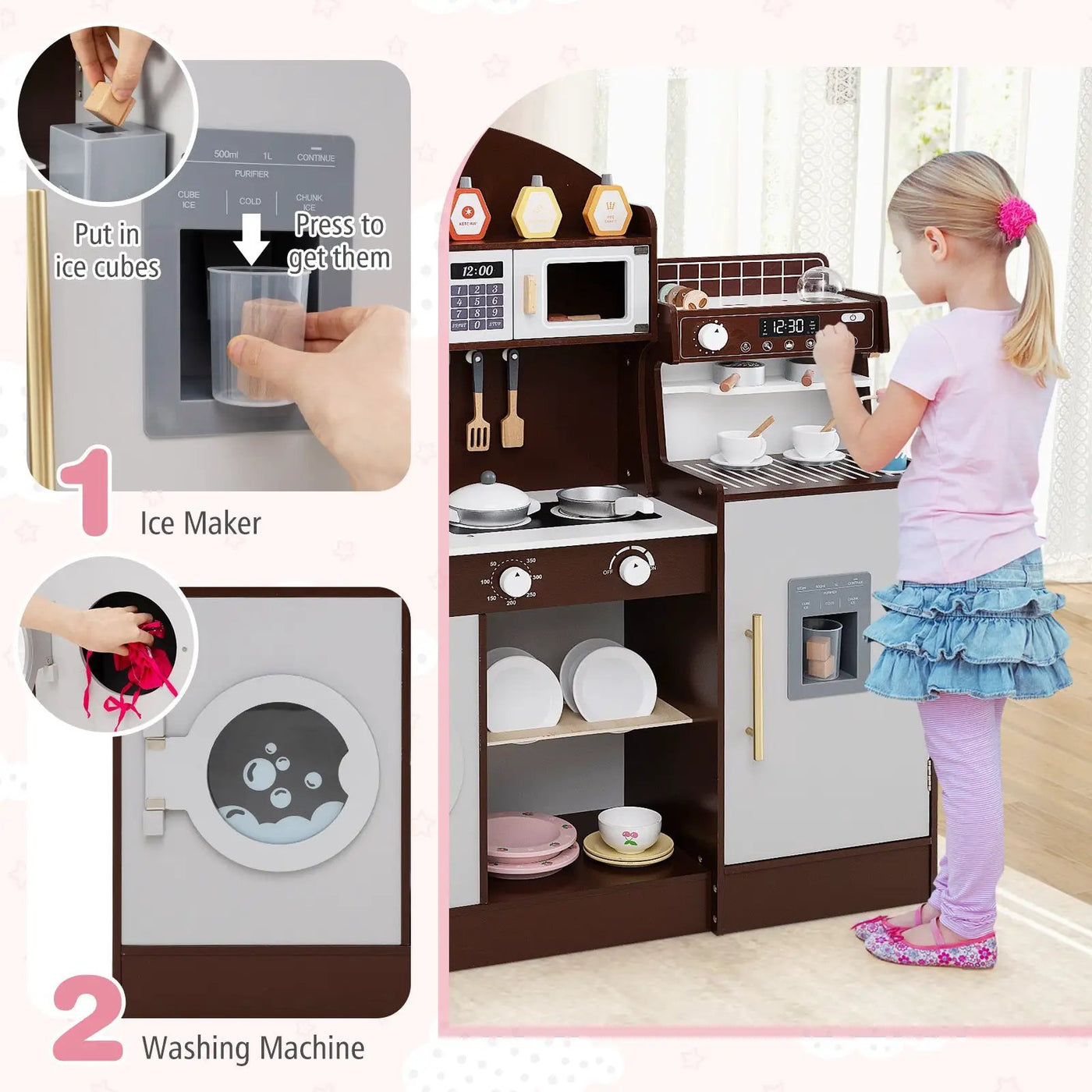 Kids Kitchen Set Wooden with Coffee Makers and Accessories by DirectDeals