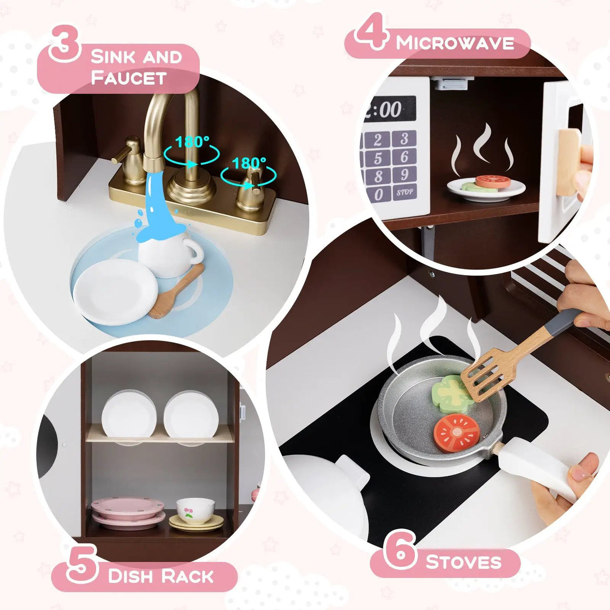 Kids Kitchen Set Wooden with Coffee Makers and Accessories by DirectDeals