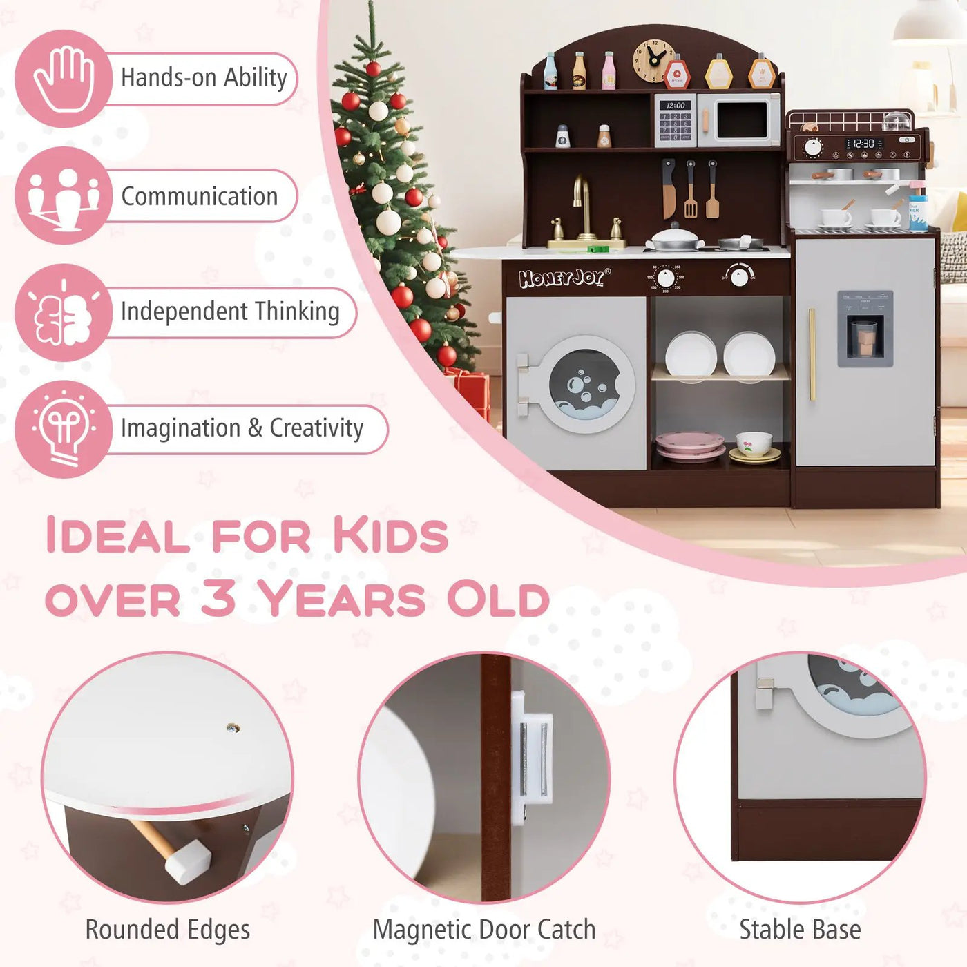 Kids Kitchen Set Wooden with Coffee Makers and Accessories by DirectDeals