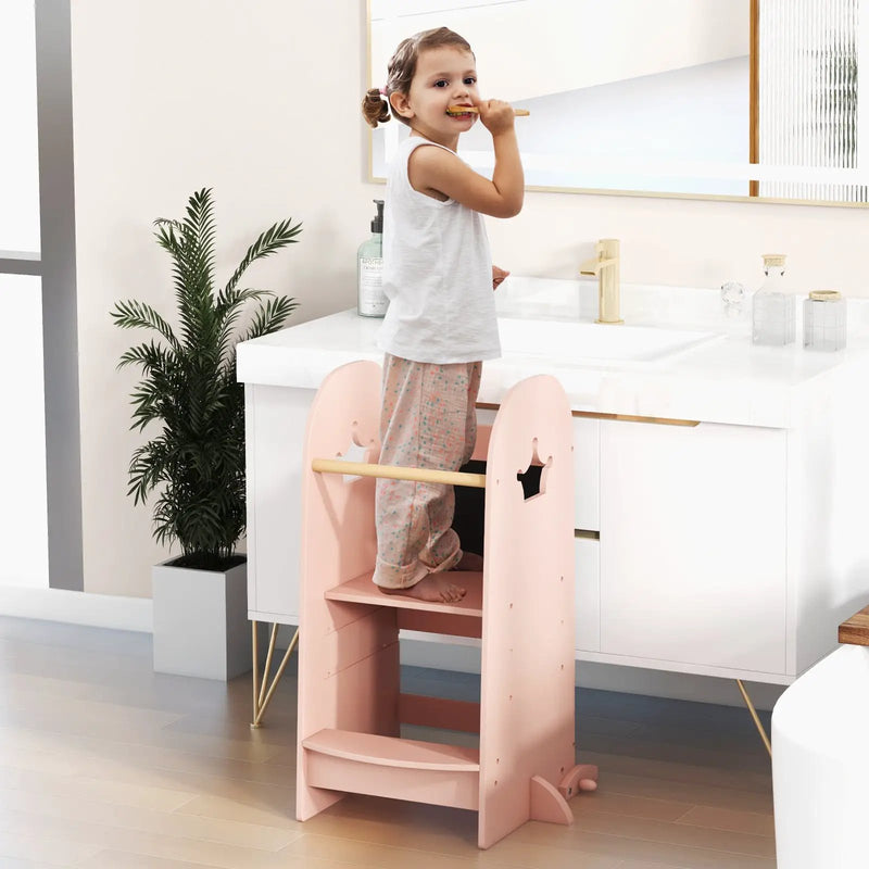 Kids Kitchen Tower Adjustable with Chalkboard and Safety Rail by DirectDeals