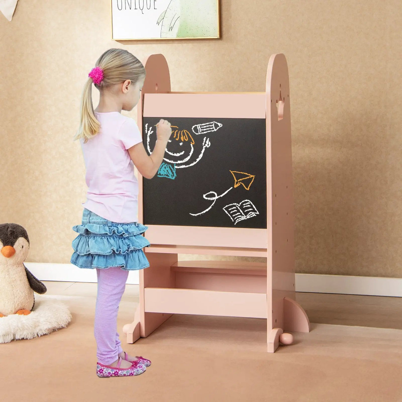 Kids Kitchen Tower Adjustable with Chalkboard and Safety Rail by DirectDeals