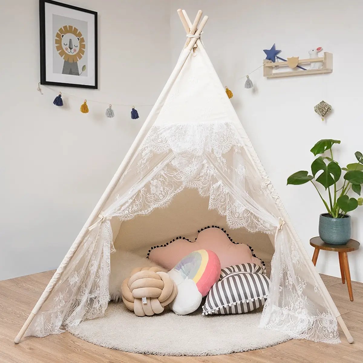 Kids Lace Teepee Tent Folding Children Playhouse with Bag by DirectDeals