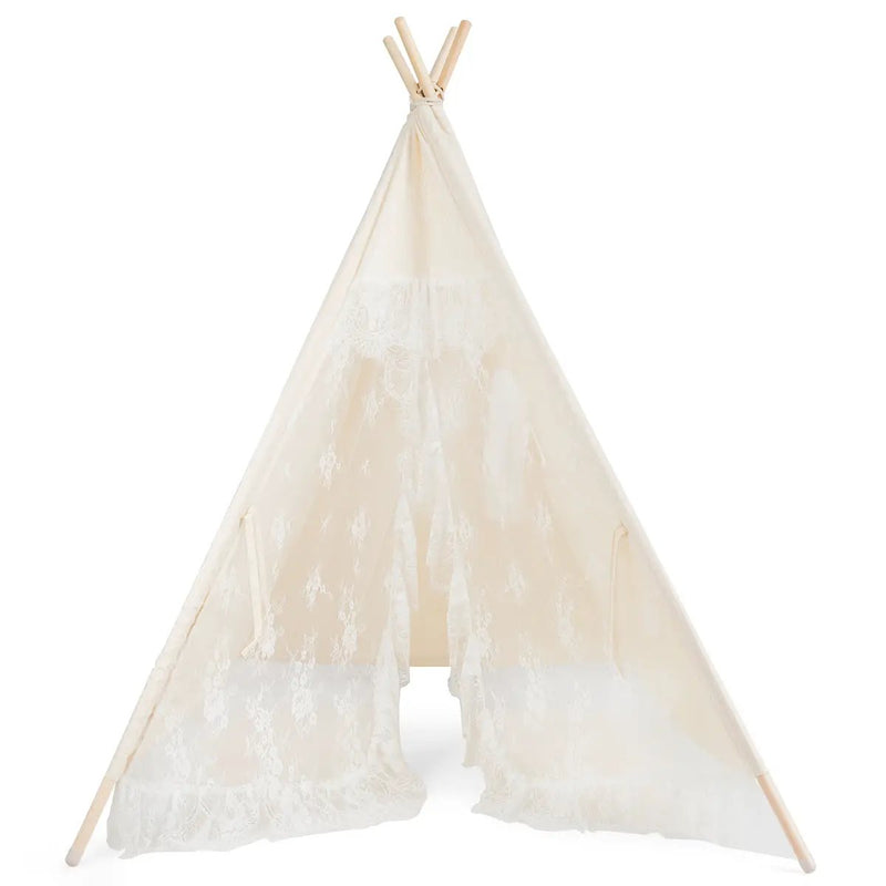 Kids Lace Teepee Tent Folding Children Playhouse with Bag by DirectDeals