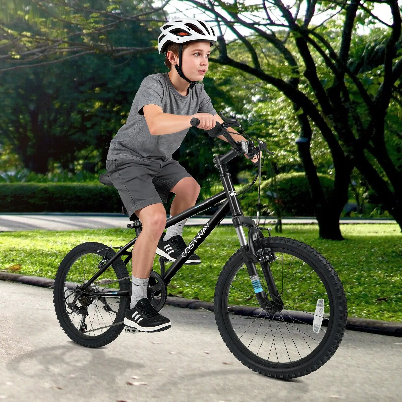 Kids Mountain Bike 20 24 Inch Child Bicycle for Boys Girls Aged 8+ Years Old Black by DirectDeals