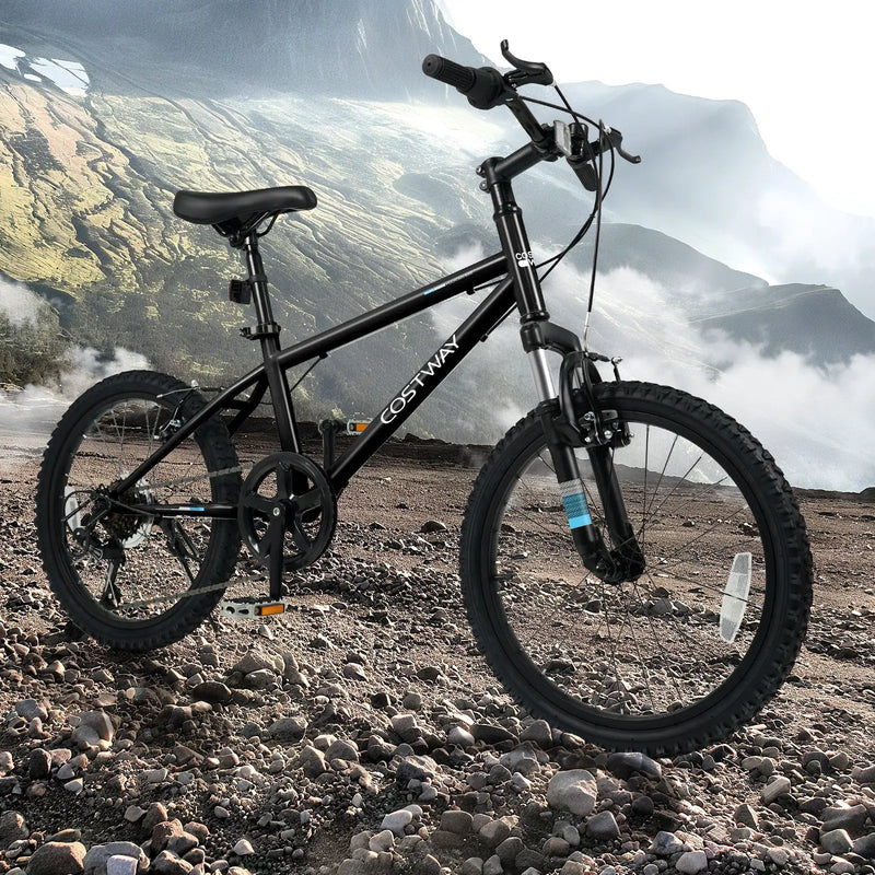 Kids Mountain Bike 20 24 Inch Child Bicycle for Boys Girls Aged 8+ Years Old Black by DirectDeals