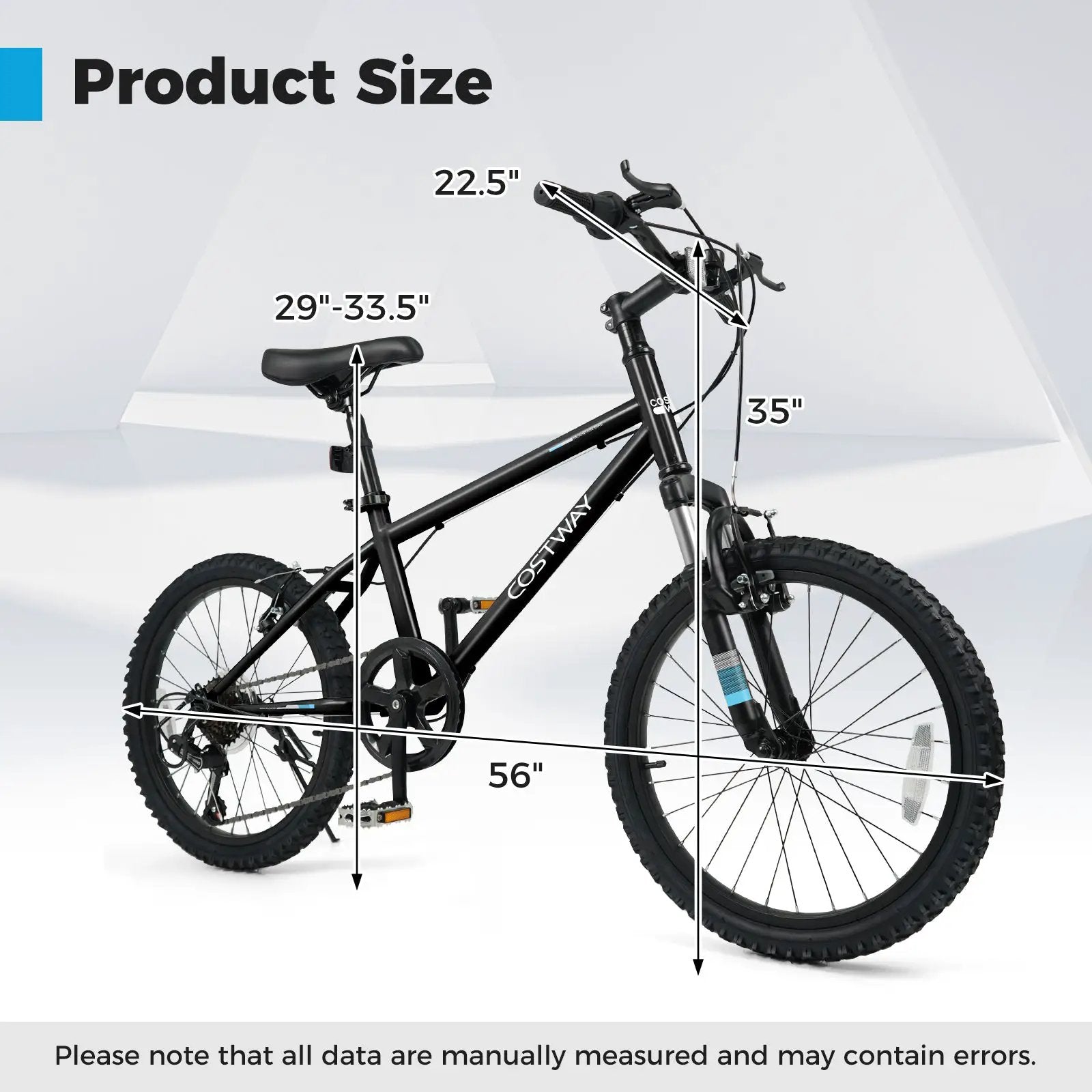 Kids Mountain Bike 20 24 Inch Child Bicycle for Boys Girls Aged 8+ Years Old Black by DirectDeals