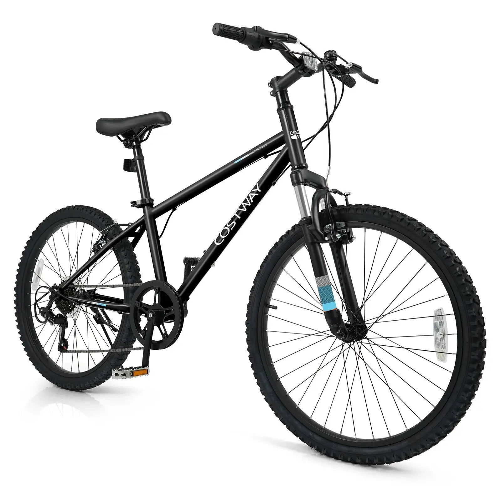 Kids Mountain Bike 20 24 Inch Child Bicycle for Boys Girls Aged 8+ Years Old Black by DirectDeals