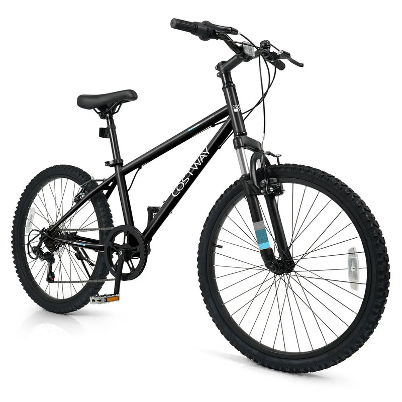 Kids Mountain Bike 20 24 Inch Child Bicycle for Boys Girls Aged 8+ Years Old Black by DirectDeals