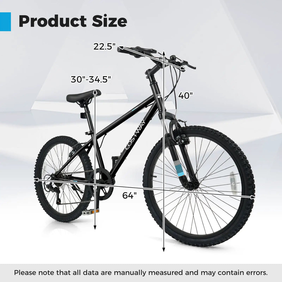 Kids Mountain Bike 20 24 Inch Child Bicycle for Boys Girls Aged 8+ Years Old Black by DirectDeals